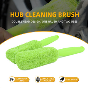 Brosse de lavage de pneu de nettoyage de détail automatique à long manche brosse de lavage de nettoyant de roue verte en microfibre - Product Image 5