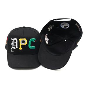 Özel tüm çapraz karmaşık tasarım işlemeli Logo ile özel 5 Panel pamuk beyzbol şapkaları - Product Image 6