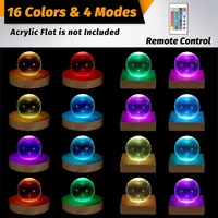 Base de Madera Sólida Cuadrada o Redonda para Lámpara LED, Base Luminosa para Luz Nocturna de Cristal DIY, USB 1.5M con Control Remoto