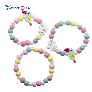 Woodpecker 2021 BESTONE Girls Kids Jewelry Wood Bracelets Set With Woodpecker Charm