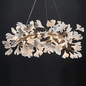 Luxury Ceramic Ginkgo Leaf Chandelier Pendant Lights Chandelier Living Room Luxury Chandeliers