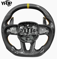 Volant de course en Fiber de carbone sergé brillant de haute qualité pour Dodge Challenger Chevrolet Fit Style sport cuir point rouge