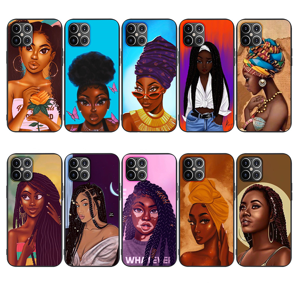 Черный матовый Мягкий ТПУ чехол для мобильного телефона для девочек с мультяшным рисунком для iPhone 12 pro max