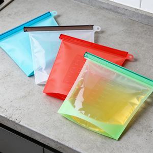 ถุงเก็บอาหารซิลิโคนเกรดอาหารแบบใช้ซ้ำได้ ถุงจัดระเบียบในครัวสำหรับผัก ของเหลว ขนม และอาหาร - Product Image 1