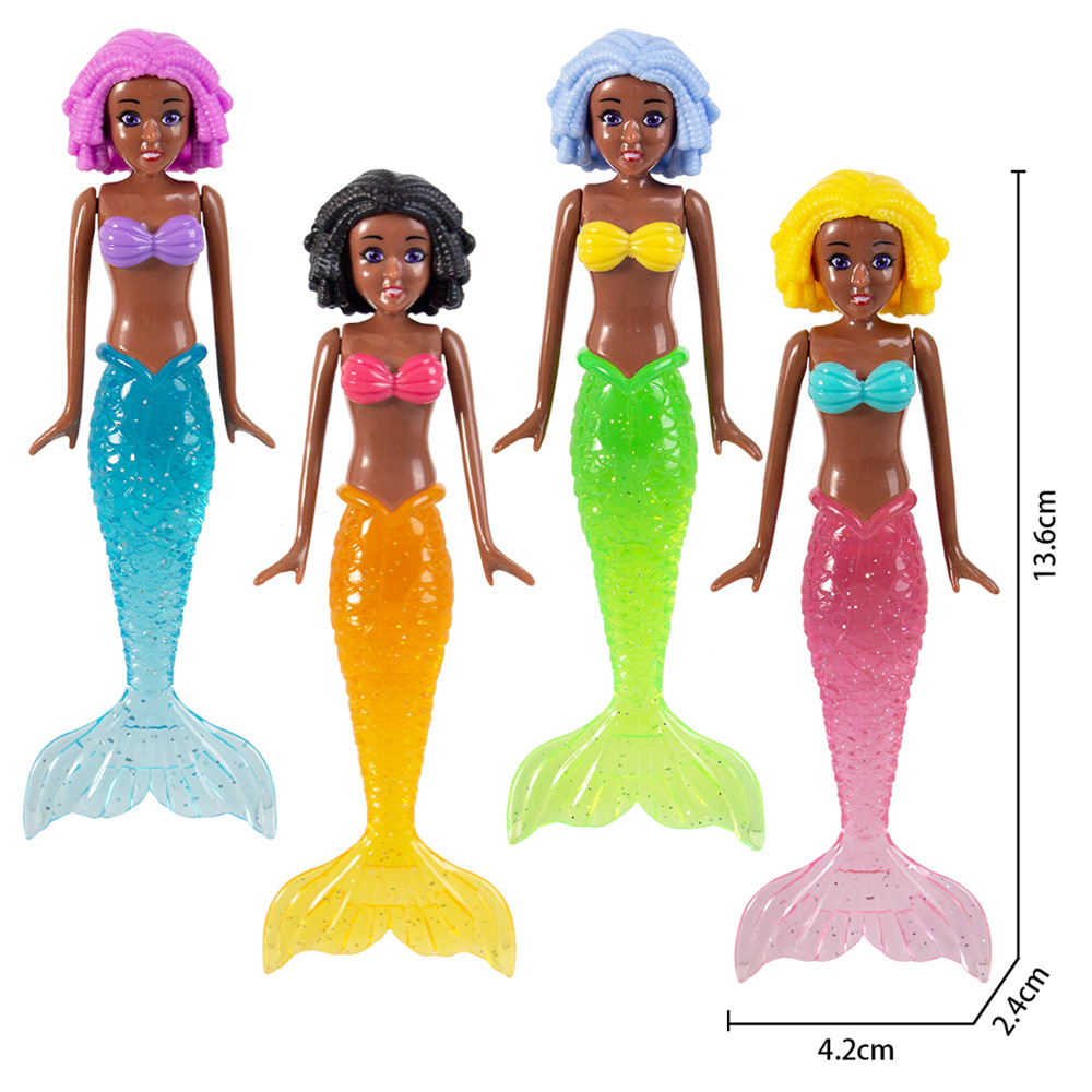 Sirène à poils courts, peau noire, 4 pièces (transparent)