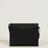 Pochette personnalisée en cuir végan pour hommes d'affaires sac à fermeture éclair sac à main en cuir véritable Saffiano pochette