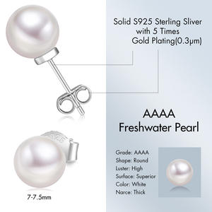 Boucles <span class=keywords><strong>d</strong></span>'oreilles en perles <span class=keywords><strong>de</strong></span> <span class=keywords><strong>culture</strong></span> <span class=keywords><strong>d</strong></span>'eau douce véritable, argent sterling 925 plaqué or 14 carats, cadeau pour femme, perles 4A sélectionnées à la main, bijoux - Product Image 4