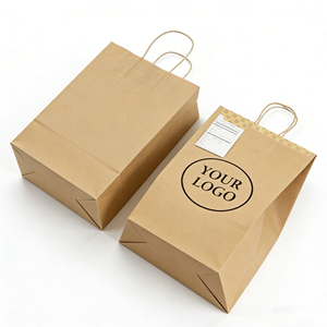 Custom Recyclable Brown Kraft Paper <b>Bag</b> for Cake Takeout Grocery Shopping & <b>Gift</b> Tote Eco-Friendly Takeaway Container - Product Image 2