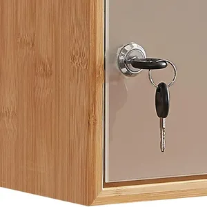 Armoire murale moderne de qualité hospitalière à 3 niveaux <span class=keywords><strong>en</strong></span> <span class=keywords><strong>bambou</strong></span> pour premiers secours et médicaments <span class=keywords><strong>avec</strong></span> clé pour la maison et la salle de bain - Product Image 5