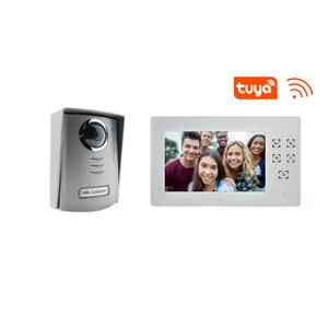 触摸Botton监视器2线连接室外机WIFI视频门电话，用于别墅房屋安全