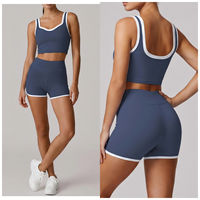 Ensemble de yoga d'été réversible et respirant, short de fitness taille haute extensible dans quatre directions avec effet push-up, soutien-gorge color-block de maintien dorsal