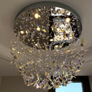 Phòng khách treo đèn trang trí nội thất sang trọng hiện đại bướm Shape <span class=keywords><strong>LED</strong></span> Đèn Chùm Pha Lê ánh sáng cho trần nhà cao - Product Image 4