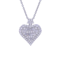 Collier pendentif cœur romantique en CZ pour femme, micro-pavé de zircon cubique, plaqué rhodium, en laiton