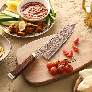 XINZUO Custom 53 strati tricolore rame damasco acciaio Bunka coltello con Premium Padauk <span class=keywords><strong>Burl</strong></span> legno manico di lusso coltelli da cucina - Product Image 4