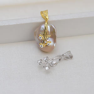 Collar de Perlas Barrocas de Plata S925 Hecho a Mano con Colgante de Flor para Mujer, Abalorio de Base Hueca, Accesorio Wenchi China - Product Image 1