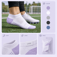 Chaussettes de football renforcées à profil mince pour entraînement en salle, avec grip de football pour la cheville, ajustement sûr et tableau des tailles