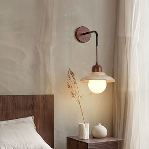 Japanese Wabi Sabi Yellow Travertine Bedroom Bedside Stone Wall <b>Light</b> Wall Lamp Led for Corridor Lighting - Product Image 2