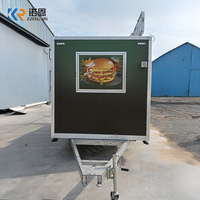 Camion de restauration commercial 4m à double essieu, remorque à burgers entièrement équipée avec friteuse, plancha, réfrigérateur et évier 2+1