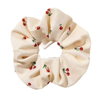 Élastiques à cheveux simples et mignons à imprimé floral de fraises, design mignon, tissu 11 cm, style européen et américain