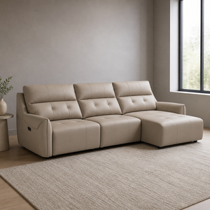 โซฟาปรับเอนไฟฟ้ารูปตัวแอล พร้อมพนักพิงแบบ Tufted  โซฟาแบบพับได้  โซฟาแบบประหยัดพื้นที่  โซฟาสำหรับโรงแรม ห้องนั่งเล่น - Product Image 2