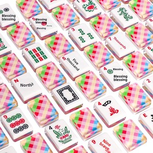 166 pièces de Mahjong américain à dos à carreaux, de qualité supérieure, sculptées <span class=keywords><strong>Dragon</strong></span>, 1,2 pouce, lisses, résistantes à l'usure, ensemble de tuiles pures pour jeu de table familial - Product Image 4