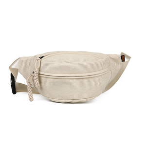 Sac de poitrine unisexe personnalisé avec logo, polyvalent et décontracté, en velours côtelé multicolore, avec fermeture éclair, sac banane et sac bandoulière - Product Image 4