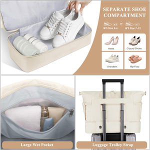 Bolsa de gimnasio para <span class=keywords><strong>mujer</strong></span>, artículo personal de viaje con compartimento para zapatos, Weekender Overnight Duffel Wet Pocket y puerto de carga USB - Product Image 3