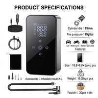 Dispositif de gonflage de pneus de voiture électrique portable, gonflage rapide, arrêt automatique, affichage numérique avec lumière LED