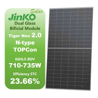 Panel Surya Jinko Tiger Neo 2.0 Komersial Rumah Tipe N Topcon Bifasial Kaca Ganda Monokristalin 710W 715W 720W 730W 735W