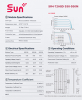 Panneau solaire N-Type demi-cellule tout noir haute puissance 530W |   Module en silicium monocristallin à double vitrage bifacial, efficacité de 21,3%