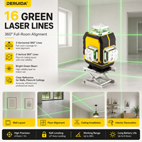 Niveau laser vert 4D à 16 lignes, auto-nivelant à 360°, haute précision, laser rotatif à lignes croisées avec télécommande pour la construction