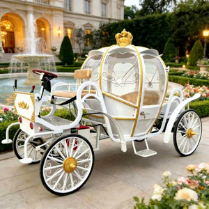 Chariot de mariage classique électrique en forme de citrouille, traîné par des chevaux, pour 4-6 personnes, idéal pour les mariages, les défilés et les balades en parc, avec frein hydraulique. - Product Image 1