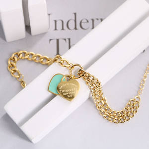 Bracciale con ciondolo a cuore in acciaio inossidabile placcato oro, novità 2025, impermeabile, <span class=keywords><strong>per</strong></span> <span class=keywords><strong>uomo</strong></span> e donna, regalo di <span class=keywords><strong>San</strong></span> <span class=keywords><strong>Valentino</strong></span>, trendy, all'ingrosso - Product Image 2