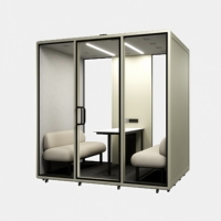Cabine vocale acoustique portable pour 4 personnes, cabine de conférence, cabine téléphonique vidéo avec cadre en aluminium pour salle de diffusion en direct