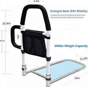 Garde de rail de lit accessible pour senior avec sac de rangement facile pour lits simples King Queen Capacité de 300 lb Déambulateur - Product Image 1