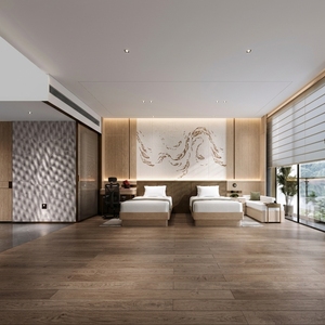 Ensemble de chambre d'hôtel moderne et minimaliste, lit king size en bois avec ottoman, durable, usage commercial - Product Image 4