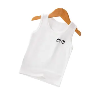 Made in Cina I Bambini delle ragazze dei ragazzi senza maniche in cotone 100% bianco sveglio carro armato Della Maglia top - Product Image 1