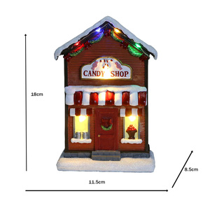Personalizado de estilo europeu Vintage LED Mountain House Resina Natal Vila para decorações festivas Artesanato artesanal