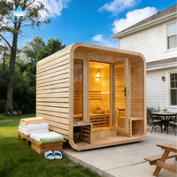 Harga Pabrik Sauna Kubus Luar Ruangan Mewah untuk 4 Orang, Ruangan Kayu Cedar Merah Kanada dengan Tungku Harvia