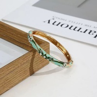 Brazalete Abierto de Moda para Mujer, Estilo Palacio Geométrico, Chapado en Oro, de Aleación Vintage, con Esmalte, Venta al por Mayor de Fábrica