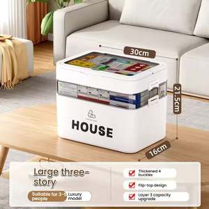 Kit médical promotionnel personnalisé avec logo - Boîte de rangement portable multi-couches à grande capacité avec couvercle rabattable pour la maison et les voyages - Product Image 4