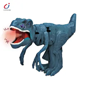 Chengji venda quente crianças interativo plástico descompressão velociraptor brinquedos imprensa brinquedo dinossauro com som