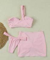 Conjunto de Bikini de Tres Piezas con Tirantes Desmontables y Nudo de Moda para Niñas Jóvenes