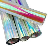 Roll Vinyl Holografik Iridescent Perekat Sendiri yang Dapat Dicetak, Biru Merah Laser Pelangi Film Chrome untuk Printer Inkjet