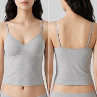 Débardeur long pour femme à bretelles spaghetti, légèrement rembourré, avec bonnets entièrement fixes et dos long