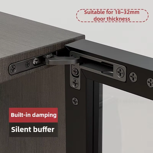 Bisagra pivotante oculta 3D ajustable con cierre suave, bisagra negra oculta para puertas de armario de vidrio con marco de aluminio - Product Image 1