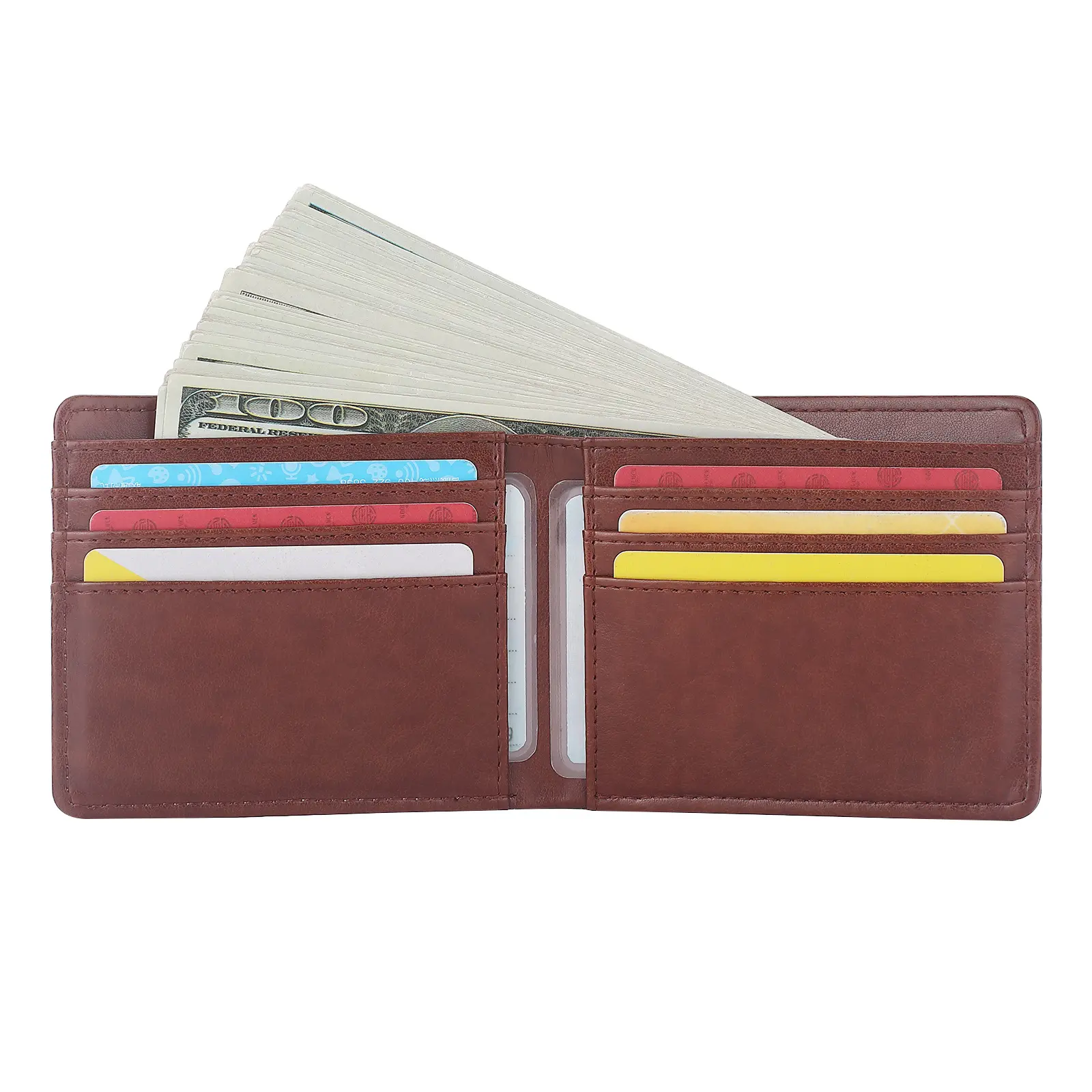 Folding vintage wallet wholesale blank sublimation new wallet for men large capacity multi-card PU leather wallet