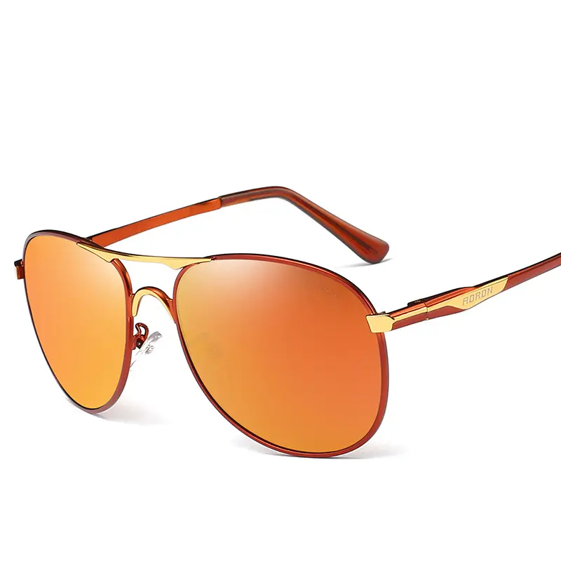 Customized UV Blocking Pilot Women Sun Glasses Mirror Gold Metal Mens Polarized Sunglasses