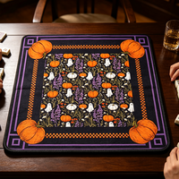 Alas Mahjong Pesta Halloween, Alas Meja Peredam Kebisingan Karet Tahan Lama, Edisi Terbatas, Penutup Meja Anti Selip dan Senyap