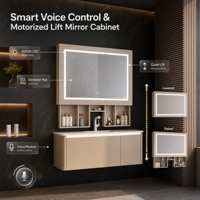 Armoire de salle de bain intelligente en bois avec éclairage LED sur 4 côtés, commande vocale IA, fournisseur d'usine
